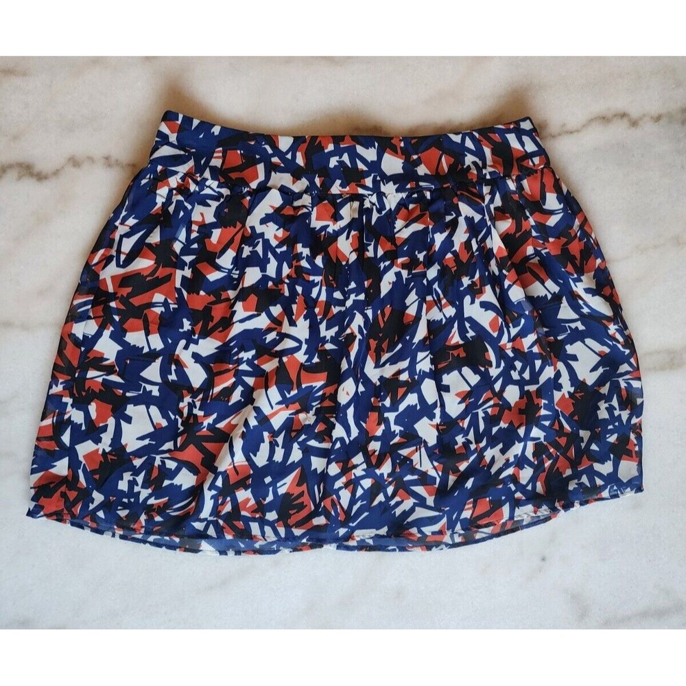 GAP Chiffon Skirt Red White Blue Size 8 Abstract Print Mini Fully Lined 54023